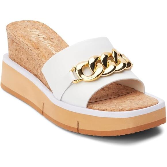 Matisse Nolan Cork Wedge Sandal - 8 Medium White - Picture 1 of 5